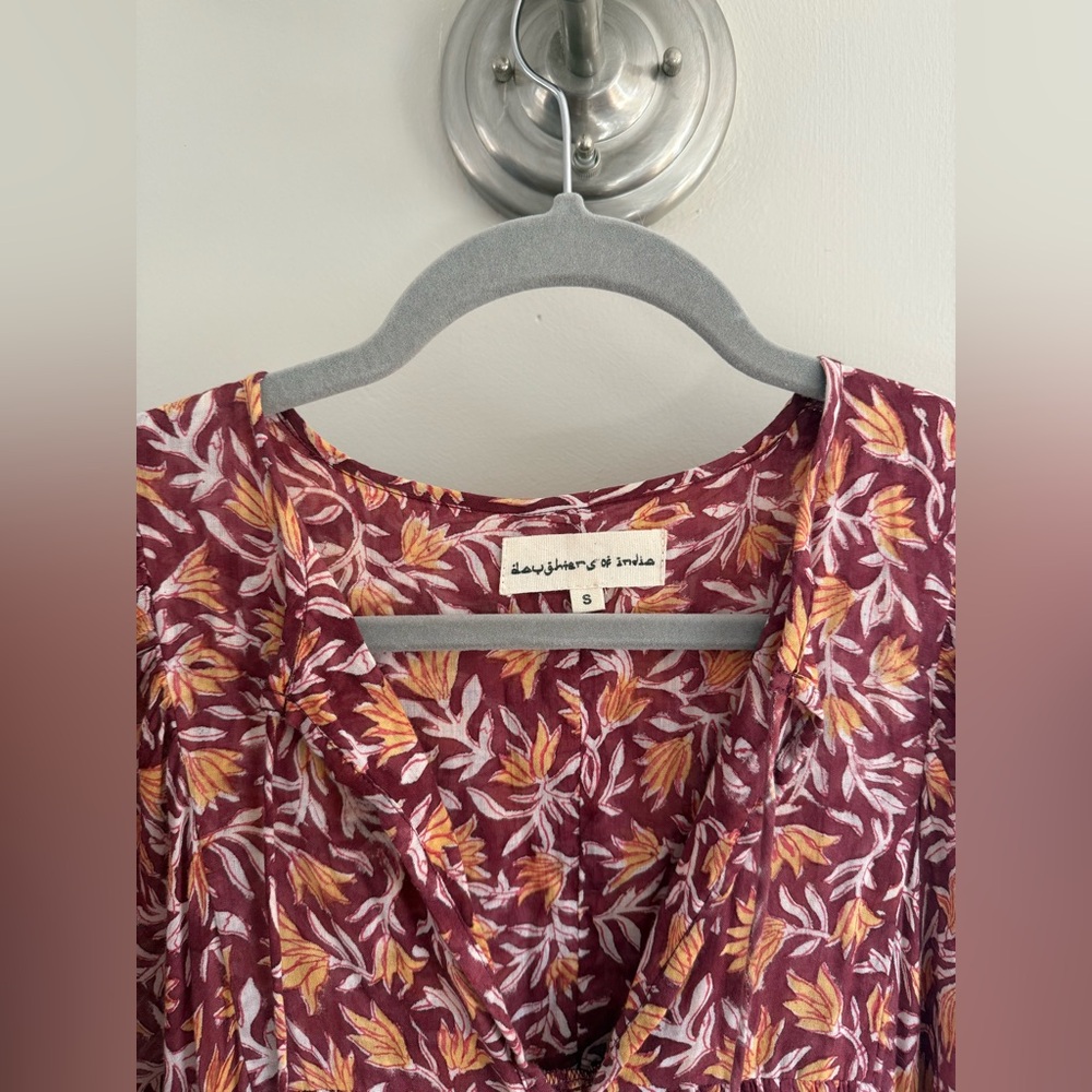 Daughters of India Floral Kyra Sumac Midi Dress - Picture 8 of 10